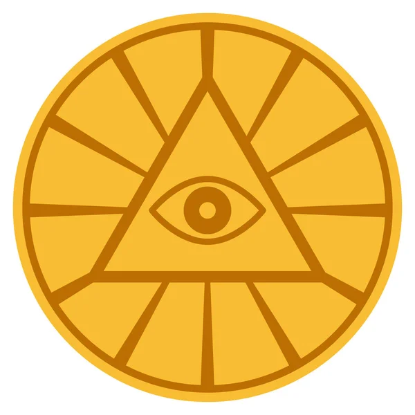 Piramit göz altın sikke — Stok Vektör