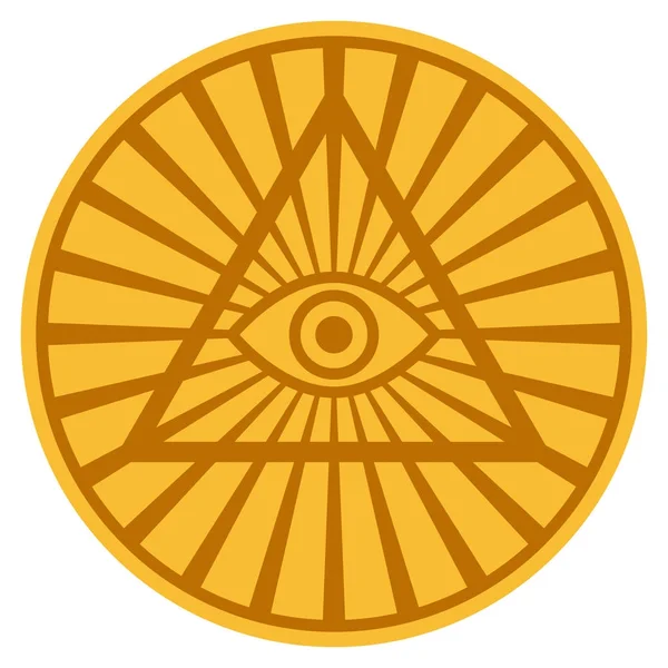 Piramit göz altın sikke — Stok Vektör