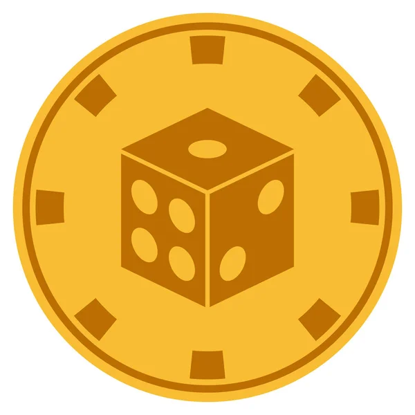 Dice Gold Casino Chip — Stock Vector