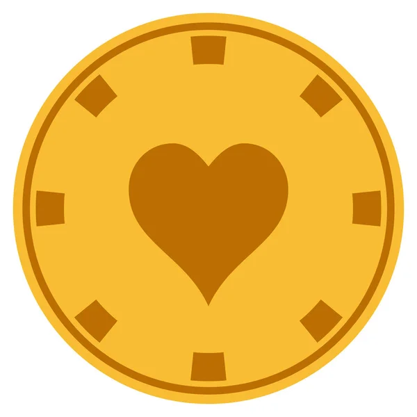 Herzen passen zu Gold-Casino-Chip — Stockvektor