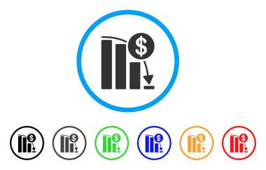 Bitcoin düşen ivme grafik yuvarlak simgesi
