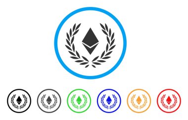 Ethereum kristal Laureal çelenk simgesi yuvarlak