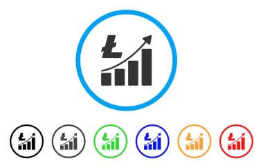 Litecoin büyüme grafik yuvarlak simgesi