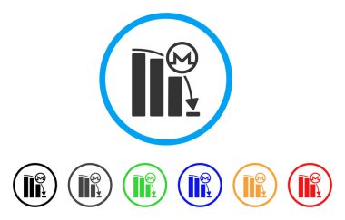 Monero düşen ivme grafik yuvarlak simgesi