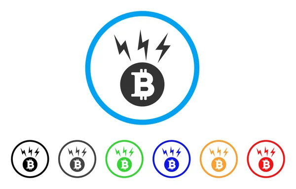 Bitcoin relâmpagos ícone arredondado — Vetor de Stock