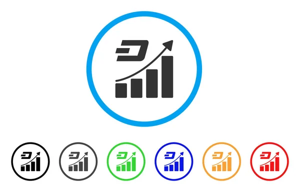 Trend yuvarlak simge büyüyen Dashcoin — Stok Vektör