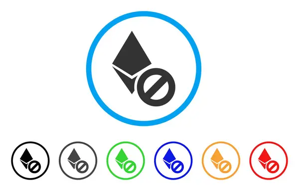 Tiltott Ethereum kristály lekerekített ikon — Stock Vector