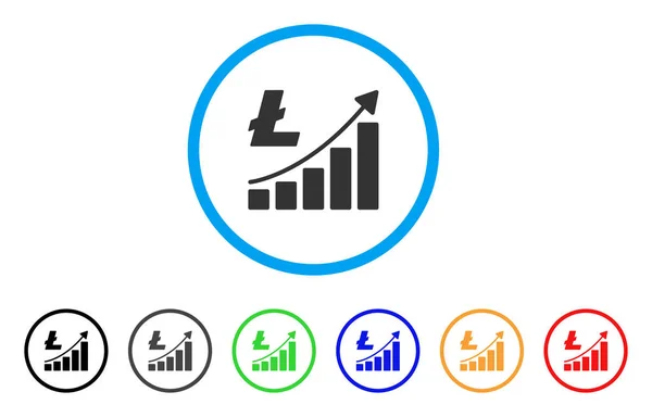 Litecoin 성장 추세 둥근된 아이콘 — 스톡 벡터