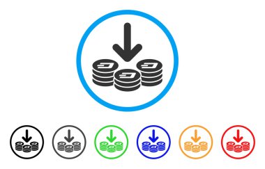 Çizgi gelir yuvarlak simge paralar