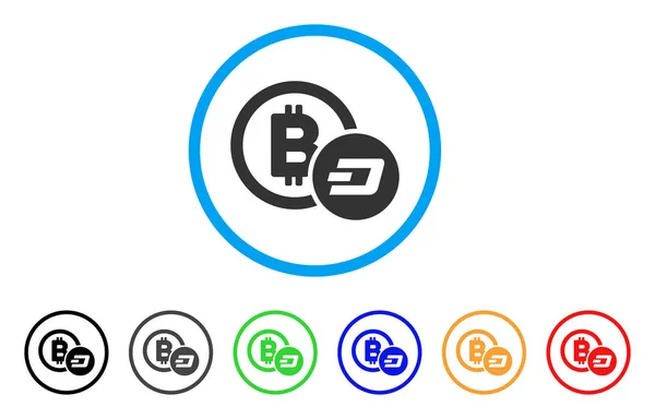 Bitcoin Et Dash Icône arrondie — Image vectorielle