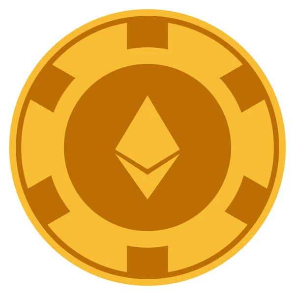 Ethereum kristály arany kaszinó Chip — Stock Vector