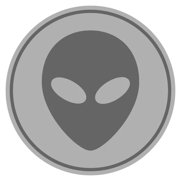 Alien Head Silbermünze — Stockvektor