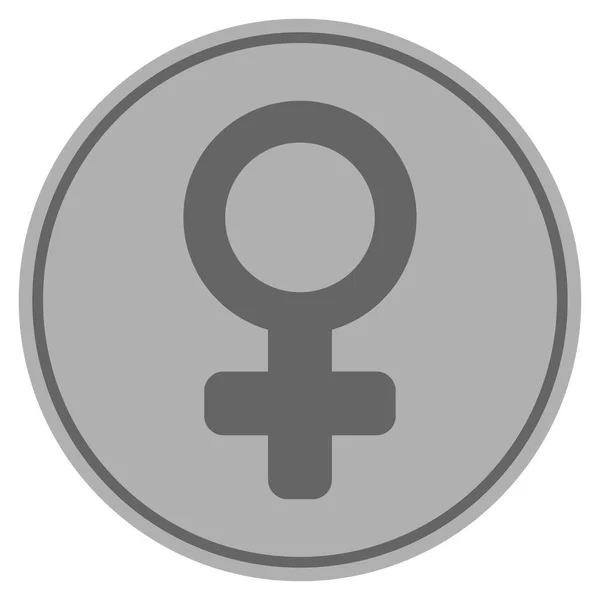 Moeda de prata símbolo feminino — Vetor de Stock