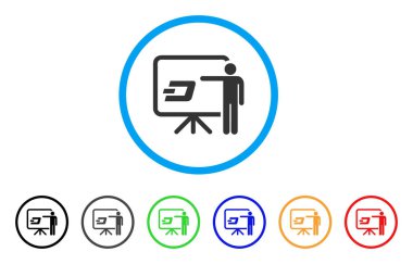 Çizgi kurulu sunu kişi yuvarlak simge