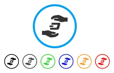 Çizgi bakım el yuvarlak simge