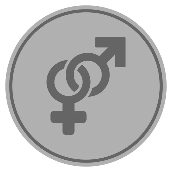 Moneda de plata de símbolo heterosexual — Vector de stock