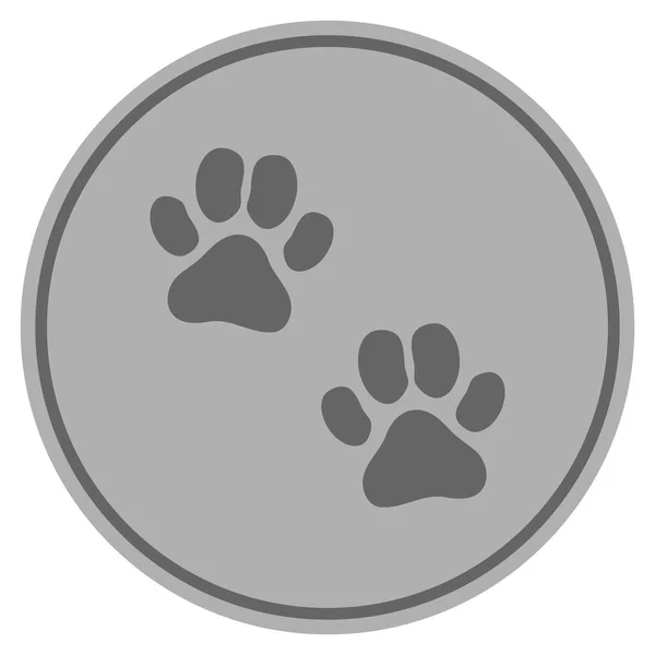 Pfote Fußabdrücke Silbermünze — Stockvektor