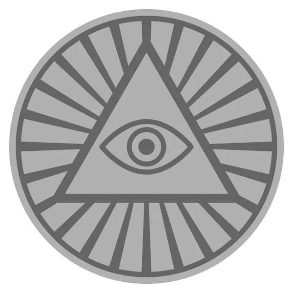 Пирамида глаз Серебряная монета — стоковый вектор