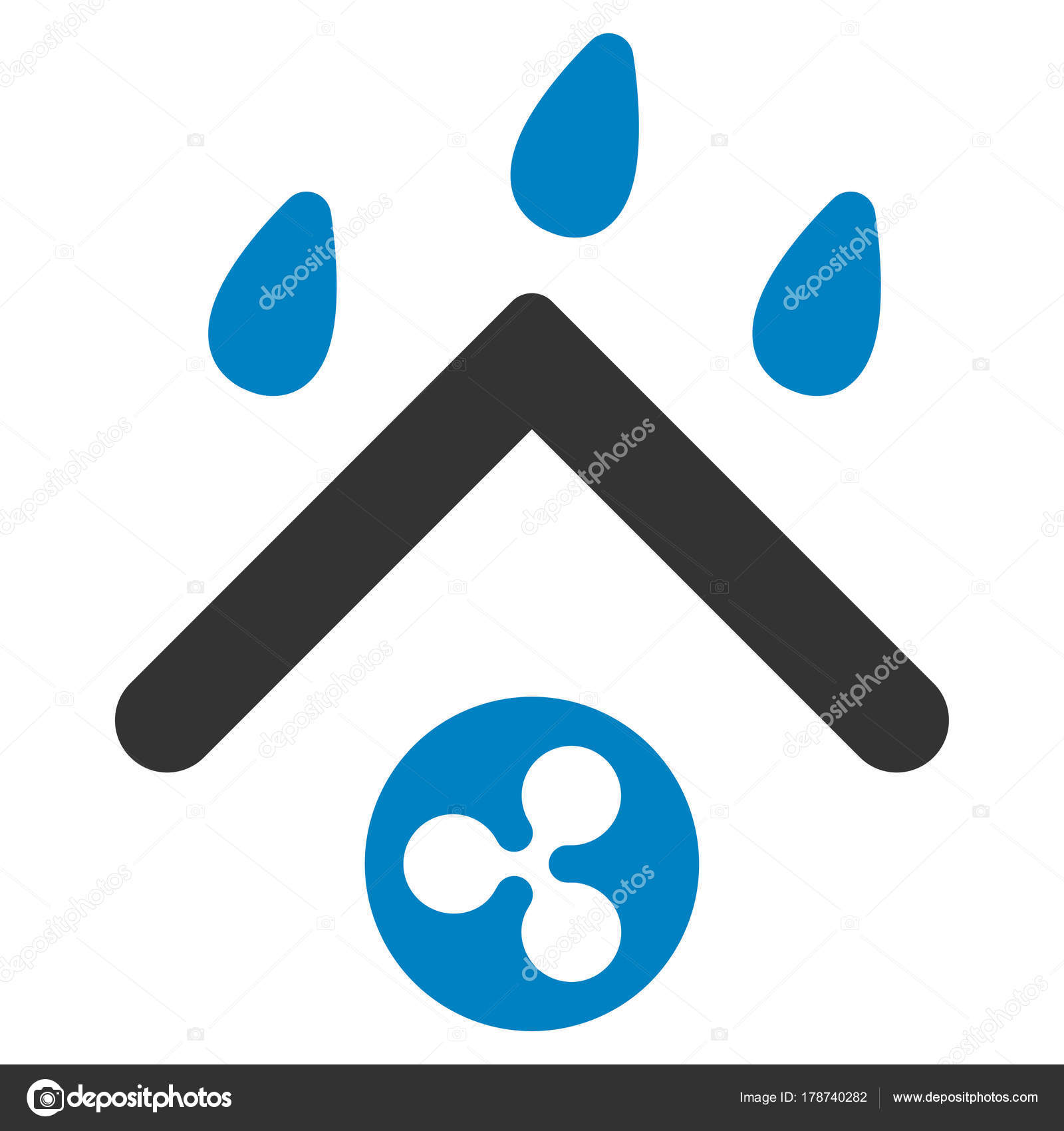 비가 지붕 평면 아이콘 리플 스톡 벡터 - ©ahasoft 178740282