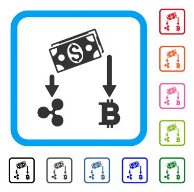 Cryptocurrency nakit akışı simgesi çerçeveli