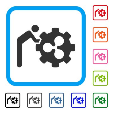 Dalgalanma dişli haddeleme kişi simgesi çerçeveli