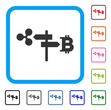 Dalgalanma ve Bitcoin yol işaretçi simgesi çerçeveli
