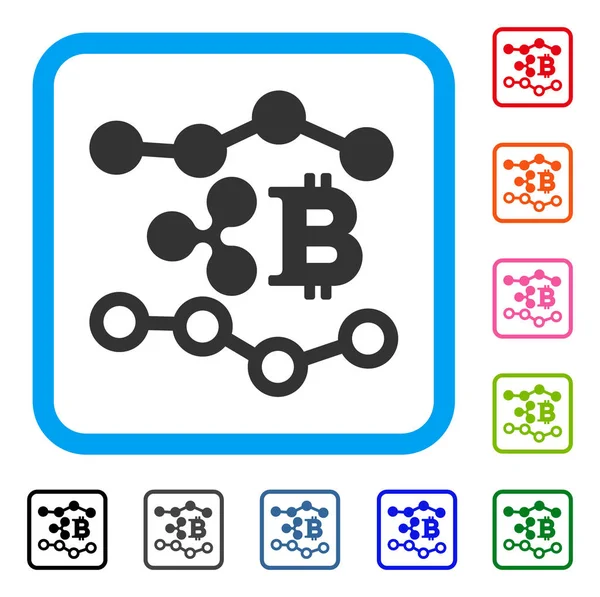 Ondulação Bitcoin tendências moldado ícone — Vetor de Stock