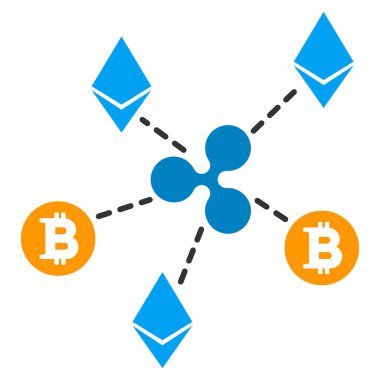 Cryptocurrency ilişkiler düz simgesi