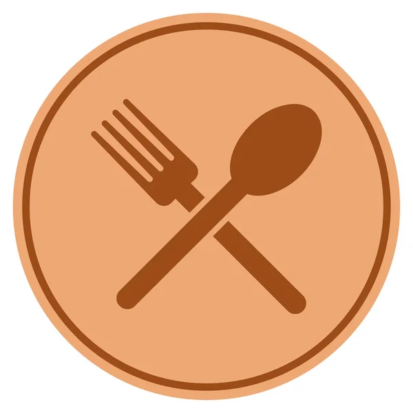 Fork And Spoon Bronze Coin — Stock Vector