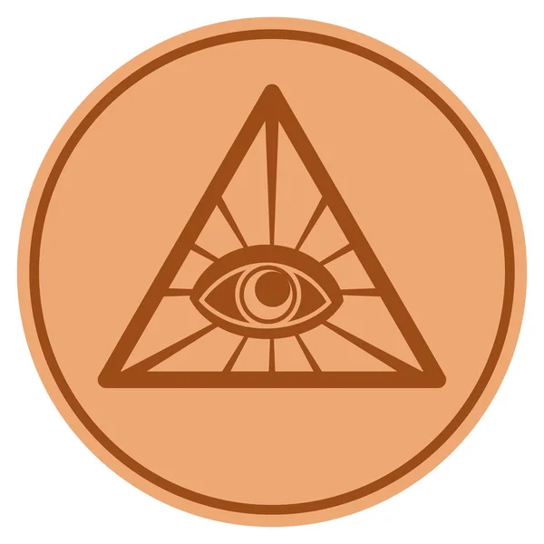 Moeda de bronze do olho da pirâmide —  Vetores de Stock