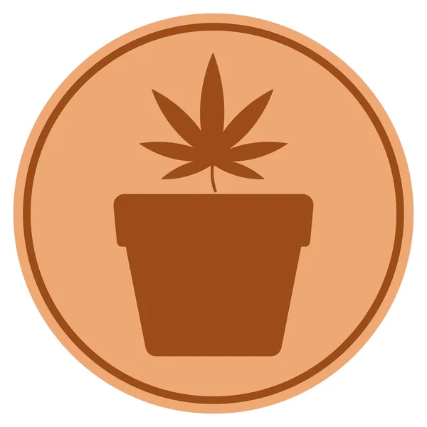 Cannabis Pot Moneda de Bronce — Vector de stock