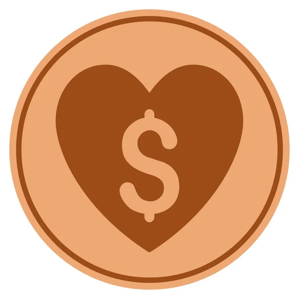 Moneda de bronce de amor pagado — Vector de stock