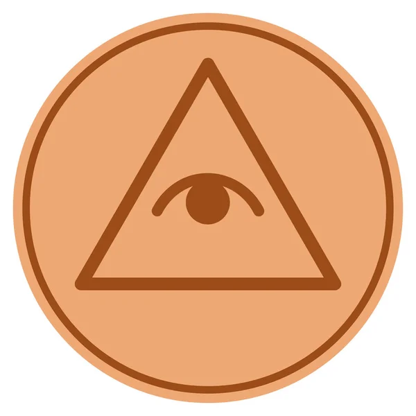 Pyramid Eye Bronze Coin — Stock Vector