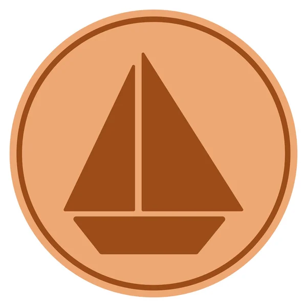 Yacht Bronze Moeda — Vetor de Stock