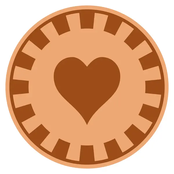Herzen passen zu Kupfer-Casino-Chip — Stockvektor