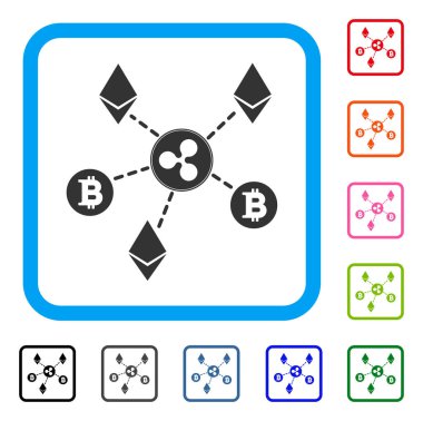 Cryptocurrency ilişkiler simgesi çerçeveli