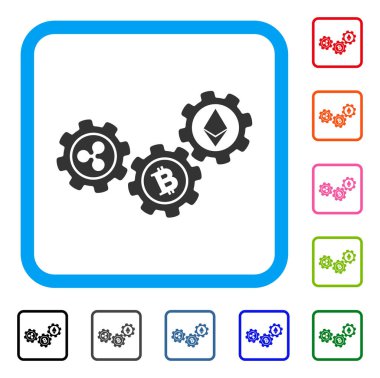 Cryptocurrency dönüşüm Gears simgesi çerçeveli