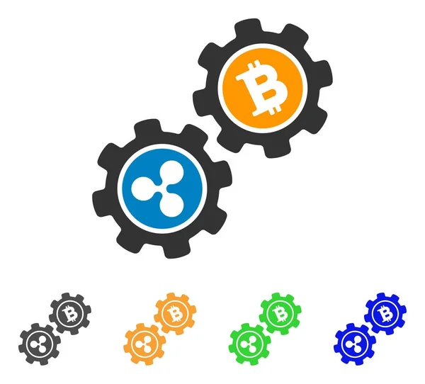 Bitcoin Gears Vector pictogram Rimpel — Stockvector