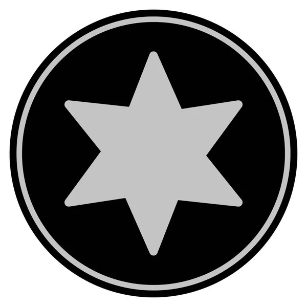 6 кути зірка чорний монета — стоковий вектор