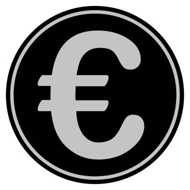 Euro simgesi siyah madeni para
