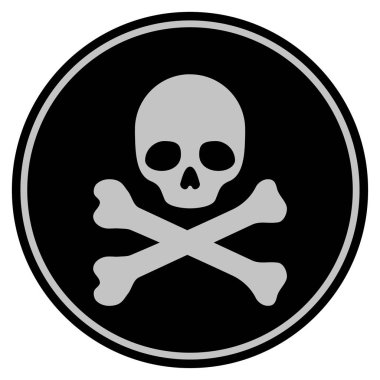 Kafatası ve kemiklerin siyah madeni para