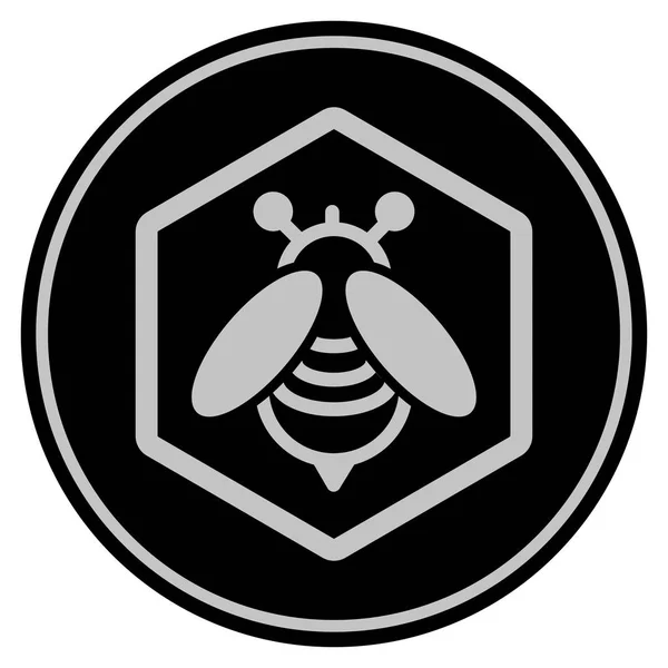 Мед пчелы черный монета — стоковый вектор