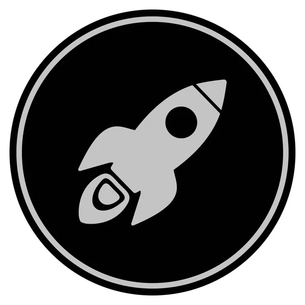 Space Rocket Black Coin — Stock Vector