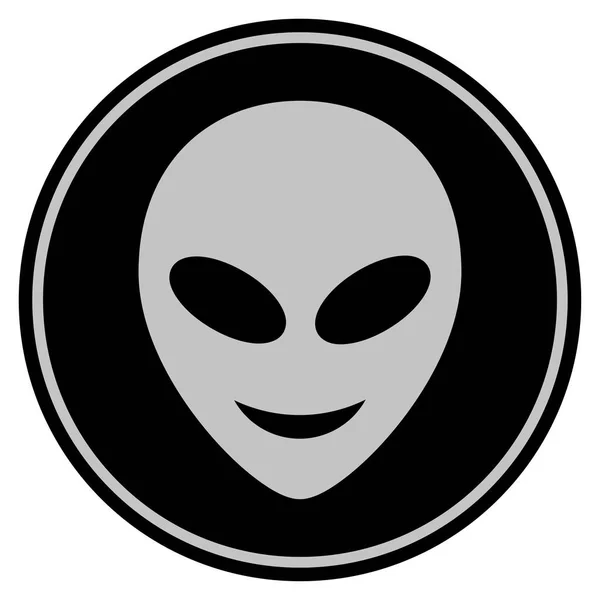 Glücklich Alien Kopf schwarze Münze — Stockvektor