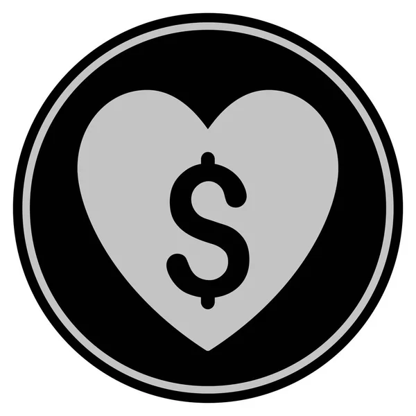 Moneda negra de amor pagado — Vector de stock