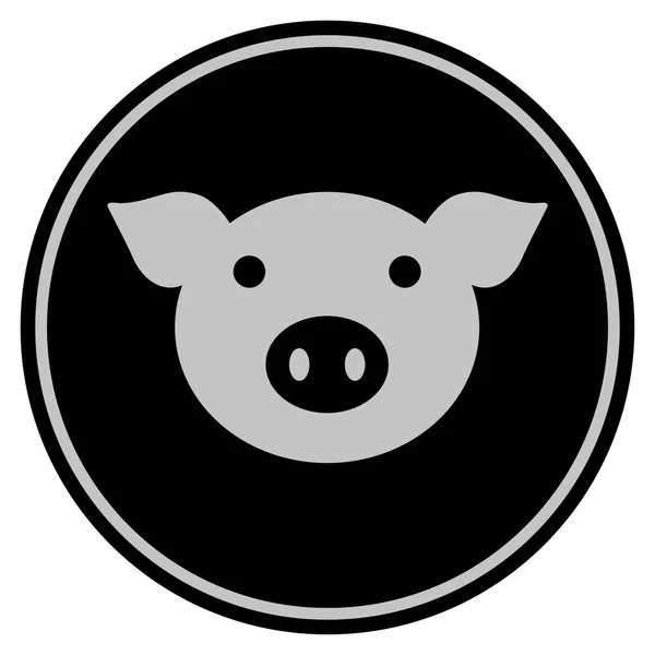 Cabeça de porco Moeda preta — Vetor de Stock