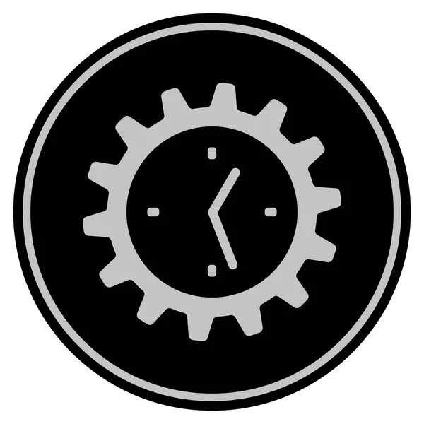 Work Time Gear Black Coin — Stock Vector