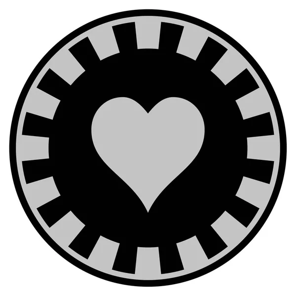 Hearts Suit Black Casino Chip — Stock Vector