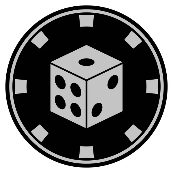 Chip de casino preto de dados — Vetor de Stock