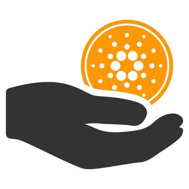 Cardano para teklif el düz simgesi